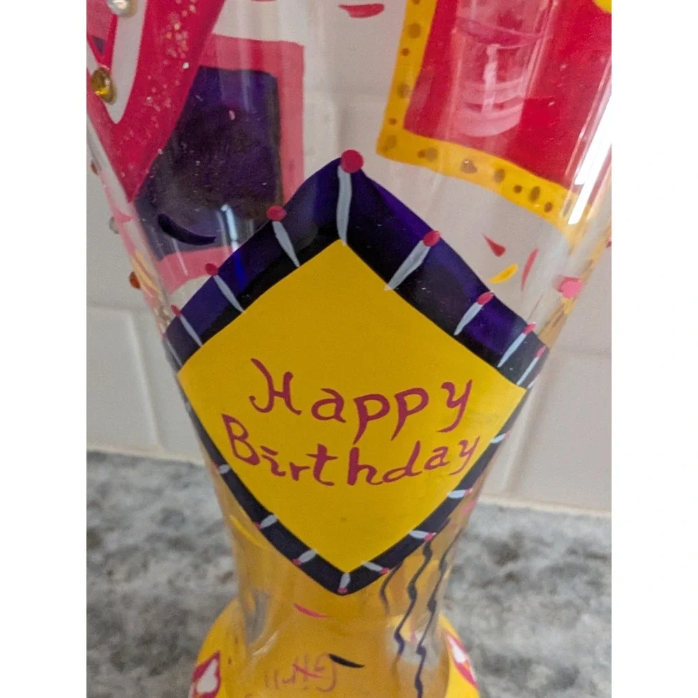 Lolita Birthday Girl 22 Oz Hand Painted Pilsner Beer Glass Rhinestones w Box